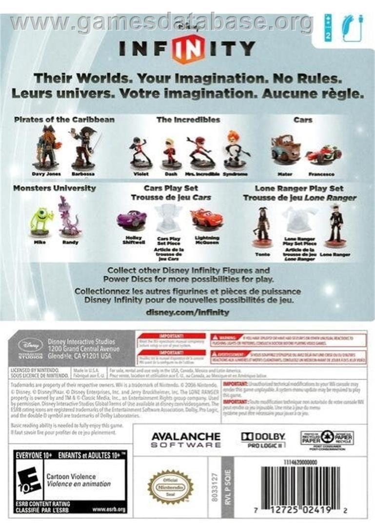 Disney Infinity - Nintendo Wii - Artwork - Box Back